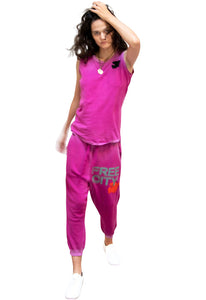 FREE CITY Dove Cutoff Tank in Hot Fuchsia