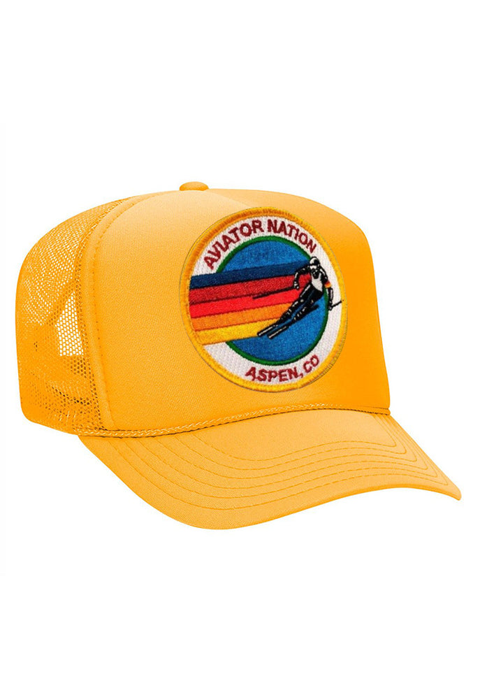 Aviator Nation Aspen Signature Trucker Hat in Gold
