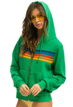 Load image into Gallery viewer, Aviator Nation 5 Stripe Zip Hoodie in Kelly Green