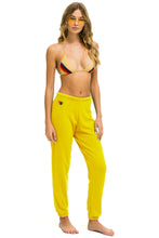 Load image into Gallery viewer, AVIATOR NATION 5 STRIPE WOMENS SWEATPANT LEMON/YELLOW PURPLE