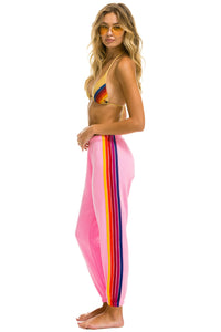 AVIATOR NATION 5 STRIPE WOMENS SWEATPANT NEON PINK/YELLOW/PURPLE