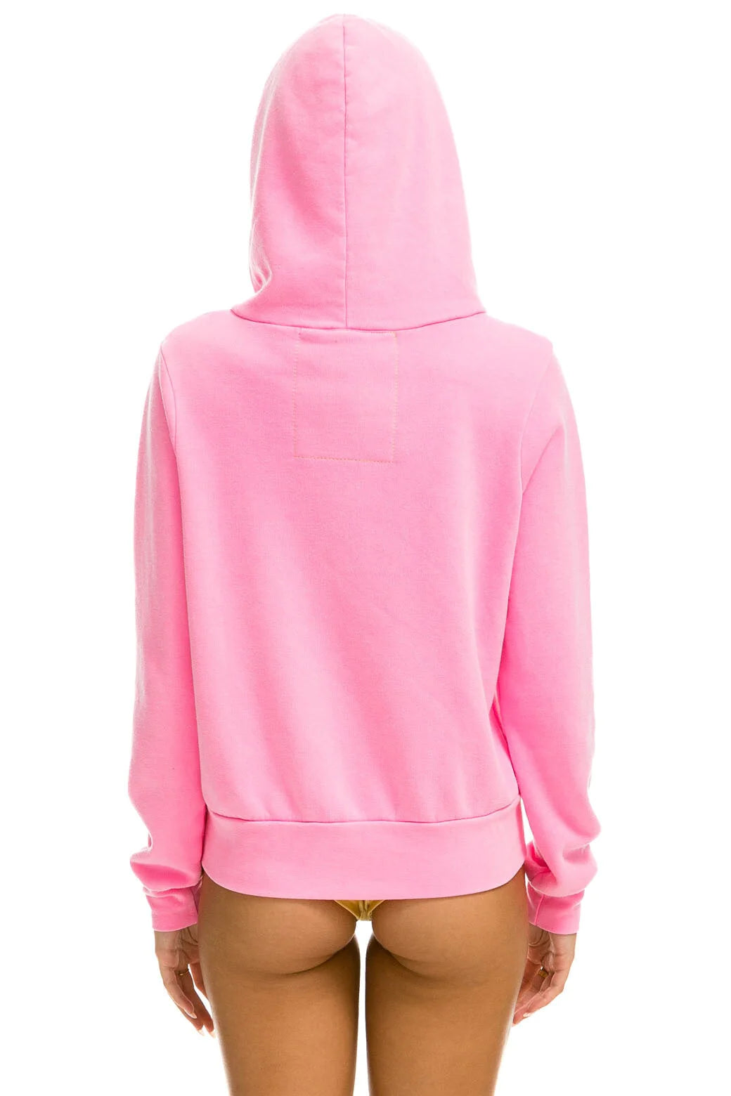 AVIATOR NATION 5 STRIPE UNISEX ZIP HOODIE IN NEON PINK YELLOW