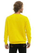 Load image into Gallery viewer, AVIATOR NATION UNISEX 5 STRIPE UNISEX CREW SWEATSHIRT LEMON/YELLOW PURPLE