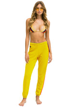 Load image into Gallery viewer, AVIATOR NATION 5 STRIPE WOMENS SWEATPANT LEMON/YELLOW PURPLE