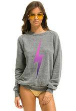 Load image into Gallery viewer, Aviator Nation Bolt Fade Crew Sweatshirt in Heather Grey / Pink Purple