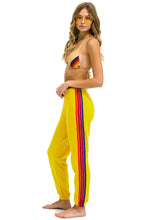 Load image into Gallery viewer, AVIATOR NATION 5 STRIPE WOMENS SWEATPANT LEMON/YELLOW PURPLE