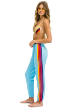 Load image into Gallery viewer, AVIATOR NATION 5 STRIPE WOMENS SWEATPANT SKY/YELLOW PURPLE