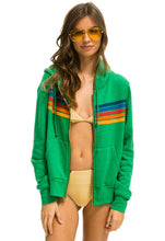 Load image into Gallery viewer, Aviator Nation 5 Stripe Zip Hoodie in Kelly Green