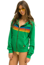 Load image into Gallery viewer, Aviator Nation 5 Stripe Zip Hoodie in Kelly Green
