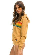 Load image into Gallery viewer, Aviator Nation 6 Stripe Zip Hoodie in Light Khaki