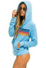 Load image into Gallery viewer, Aviator Nation 5 Stripe Zip Hoodie in Sky