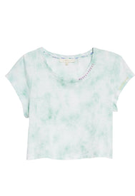 LoveShackFancy Rubin Crop Tee in Keylime Hand Dye
