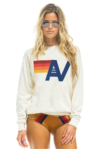 Aviator Nation Logo Unisex Crew Sweatshirt in Vintage White