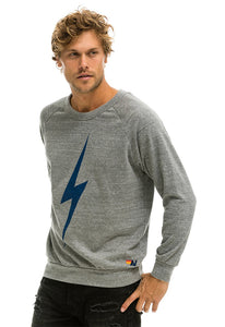 Aviator Nation Bolt Crew Sweatshirt in Heather Grey/Navy
