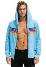 Load image into Gallery viewer, Aviator Nation 5 Stripe Zip Hoodie in Sky