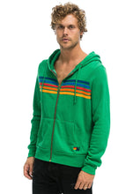 Load image into Gallery viewer, Aviator Nation 5 Stripe Zip Hoodie in Kelly Green