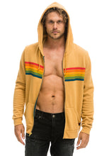Load image into Gallery viewer, Aviator Nation 6 Stripe Zip Hoodie in Light Khaki
