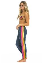 Load image into Gallery viewer, Aviator Nation 5 Stripe Sweatpant in Heather Navy Neon