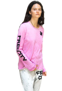 FREE CITY Artists Wanted Long Sleeve Tee in Pinkgumm