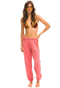 Aviator Nation 6 Stripe Sweatpants in Pink/Serape Rainbow