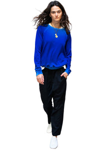 FREE CITY Lucky Rabbits Sweatshirt in Electric Blue