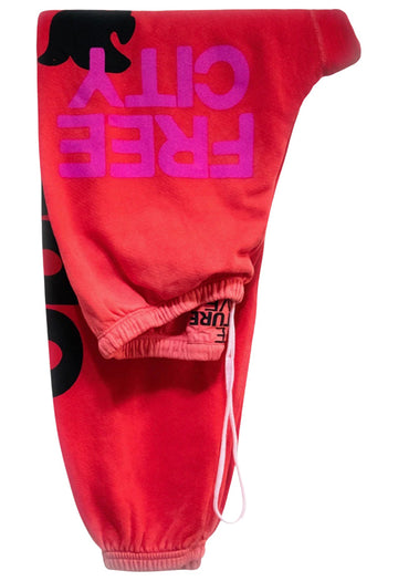 FREE CITY Lets Go OG Sweatpants in HotRed Rabbit