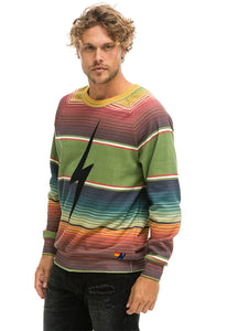 Aviator Nation Serape Bolt Stitch Crew Sweatshirt in Jungle Green