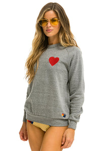 Aviator Nation Heart Embroidery Sweatshirt in Heather Grey