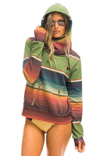 Load image into Gallery viewer, Aviator Nation Serape Ninja Pullover Hoodie in Jungle Green