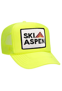 Aviator Nation Ski Aspen Trucker Hat in Neon Yellow