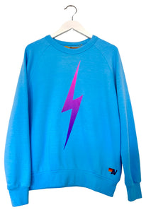 Aviator Nation Bolt Fade Crew Sweatshirt in Sky / Pink Purple