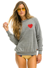 Load image into Gallery viewer, Aviator Nation Heart Embroidery Sweatshirt in Heather Grey