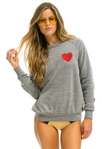Aviator Nation Heart Embroidery Sweatshirt in Heather Grey