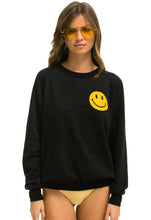 Load image into Gallery viewer, Aviator Nation Smiley Crew Sweatshirt in Black