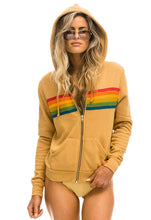 Load image into Gallery viewer, Aviator Nation 6 Stripe Zip Hoodie in Light Khaki