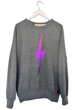 Load image into Gallery viewer, Aviator Nation Bolt Fade Crew Sweatshirt in Heather Grey / Pink Purple