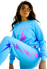 Load image into Gallery viewer, Aviator Nation Bolt Fade Crew Sweatshirt in Sky / Pink Purple