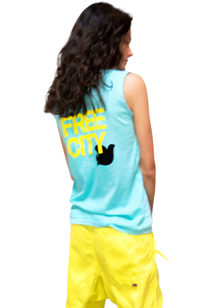 FREE CITY Dove Cutoff Tank in Blue Light
