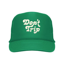 Load image into Gallery viewer, FREE &amp; EASY DON&#39;T TRIP EMBROIDERED TRUCKER HAT IN KELLY