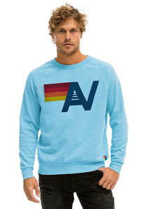 Aviator Nation Logo Light Weight Crew Sweatshirt in Sky