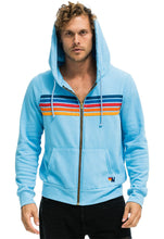 Load image into Gallery viewer, Aviator Nation 5 Stripe Zip Hoodie in Sky