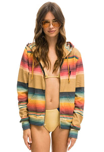 Aviator Nation Serape Bolt Stitch Zip Hoodie in Light Khaki