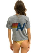Load image into Gallery viewer, Aviator Nation Bolt Fade Logo Boyfriend Tee in Heather Grey / Pink Purple