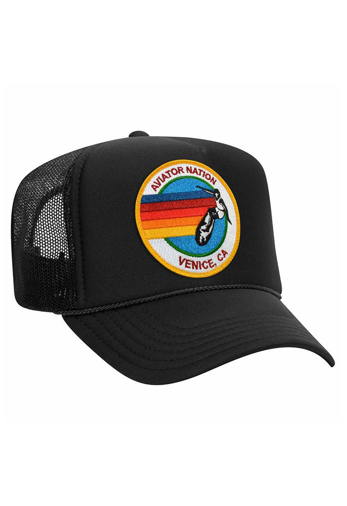 Aviator Nation Venice Signature Trucker Hat in Black
