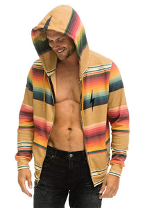 Aviator Nation Serape Bolt Stitch Zip Hoodie in Light Khaki