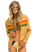 Load image into Gallery viewer, Aviator Nation 6 Stripe Zip Hoodie in Light Khaki